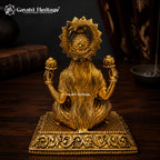 Brass Goddess Lakshmi Idol – Seated with Crown & Lotus