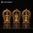 Brass Hindu Trinity Statue Ganesh Laxmi Saraswati | Sacred Puja Idol | Antique Style Religious Decor