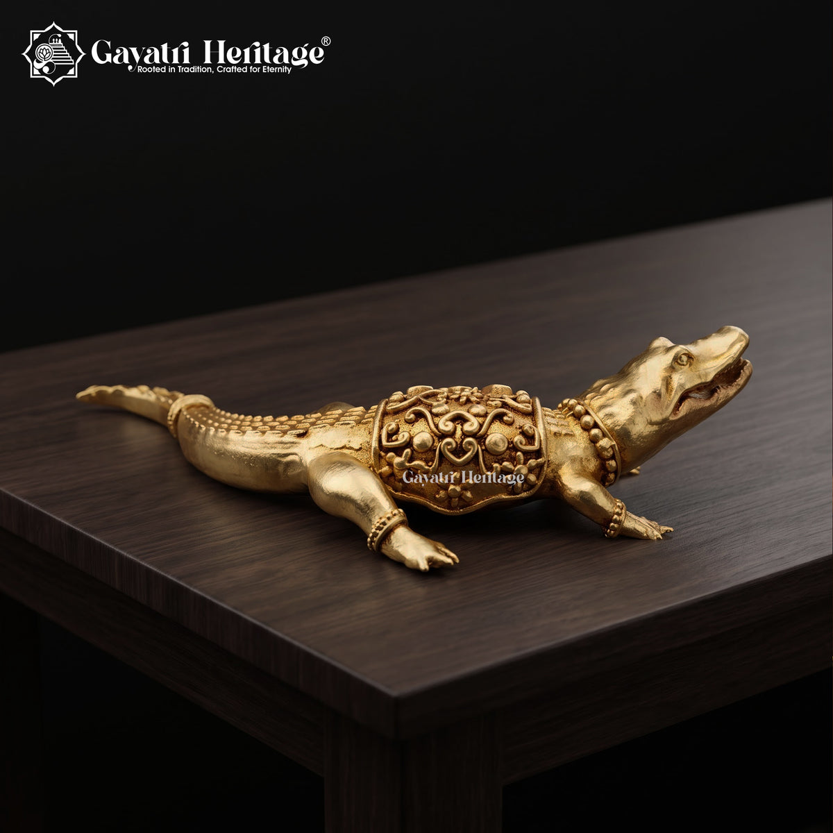 Brass Crocodile Statue | Vintage Animal Figurine | Reptile Decor | Home & Office Showpiece