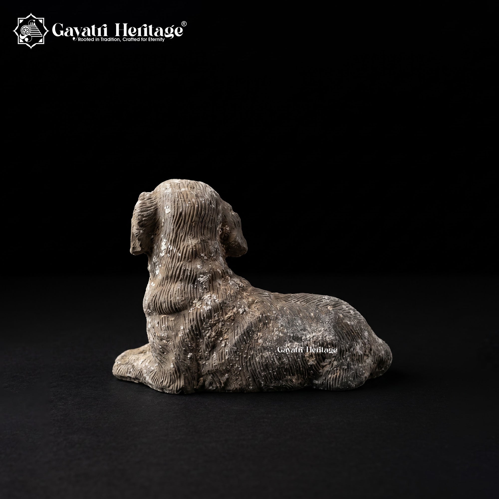 Antique Resting Dog Statue | Vintage Hand Carved Sculpture | Rustic Stone Finish Animal Figurine | Rare Collectible Home Decor