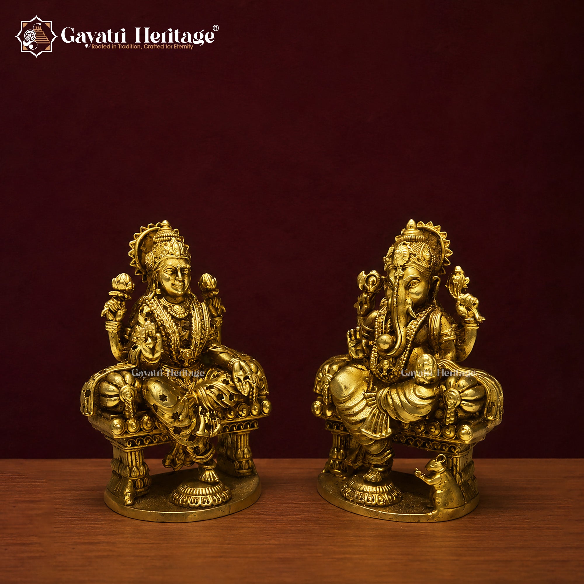 Brass Lakshmi Ganesha Statue | Antique Finish Hindu Murti | Handcrafted Lakshmi Ganesh Idol | Diwali Dhanteras Decor