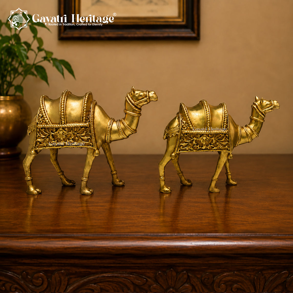Brass Camel Statues Set | Vintage Desert Animal Decor | Handcrafted Indian Brass Art | Home & Office Showpiece