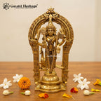 Brass Murugan Idol with Temple Arch – 10 Inch Kartikeya Murti | Gayatri Heritage