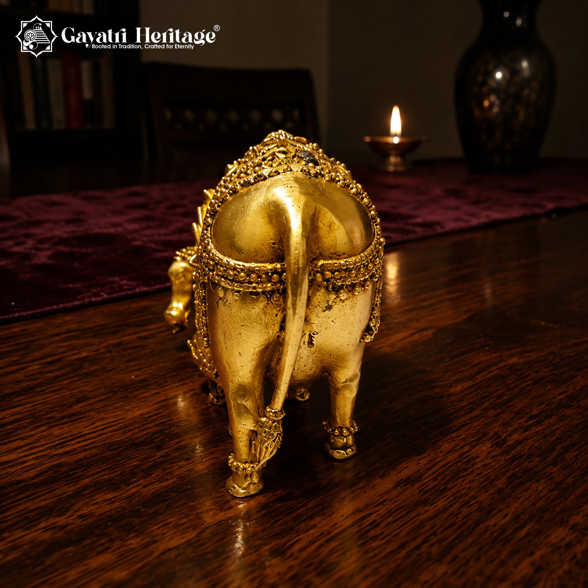 Brass Cow and Calf Statue | Antique Gold Sacred Cow Figurine | Vastu Home Decor | Indian Handmade Housewarming Gift