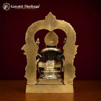 Brass Padmavathi Lakshmi Seated Statue | Gold & Black Antique Finish | Detailed Goddess Idol | South Indian Temple Decor