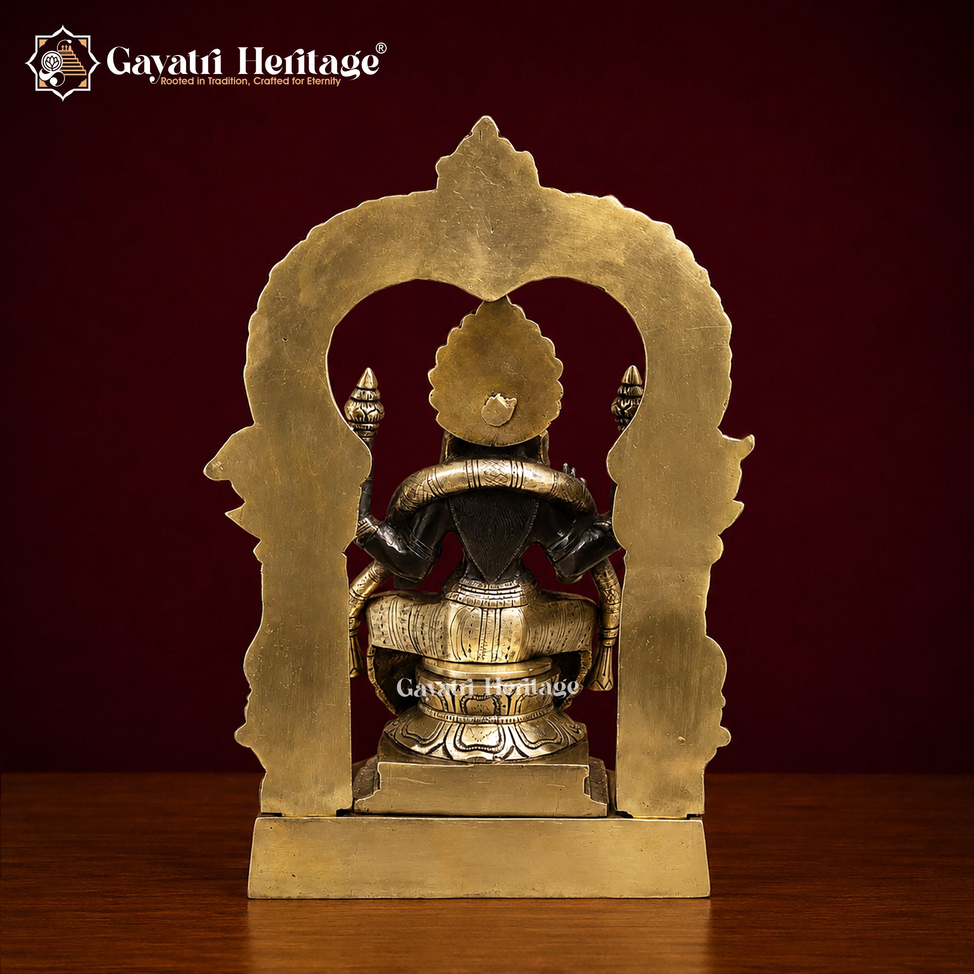 Brass Padmavathi Lakshmi Seated Statue | Gold & Black Antique Finish | Detailed Goddess Idol | South Indian Temple Decor