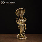 Brass Lord Vishnu Statue | Antique Finish Hindu Sculpture | Pooja Room & Temple Decor