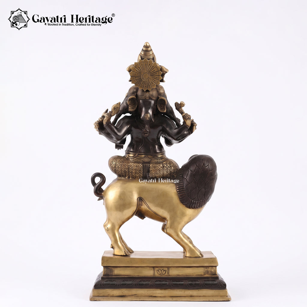 Brass Panchmukhi Ganesha Seated on Lion | Heramba Ganesh Idol  Gayatri Heritage