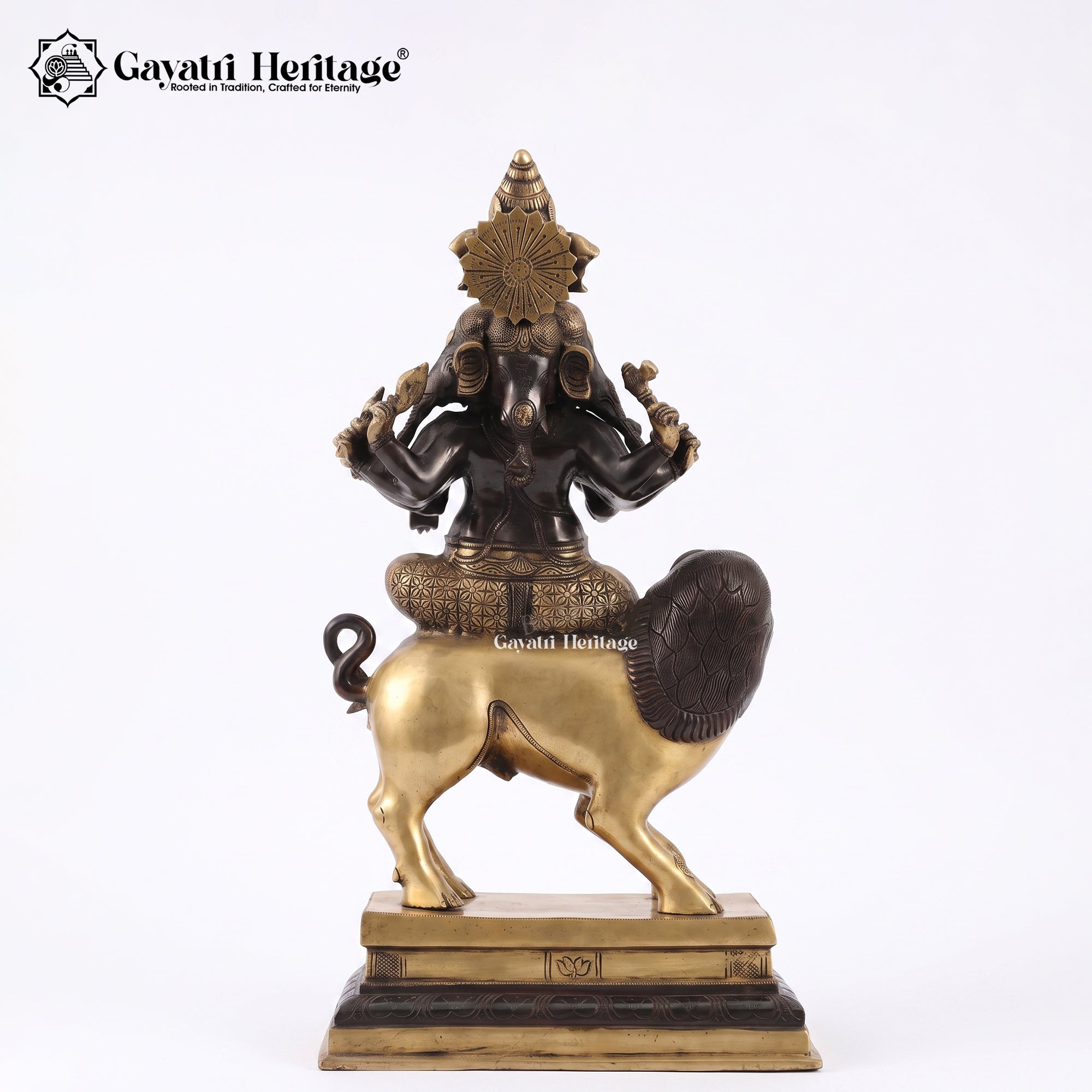 Brass Panchmukhi Ganesha Seated on Lion | Heramba Ganesh Idol  Gayatri Heritage