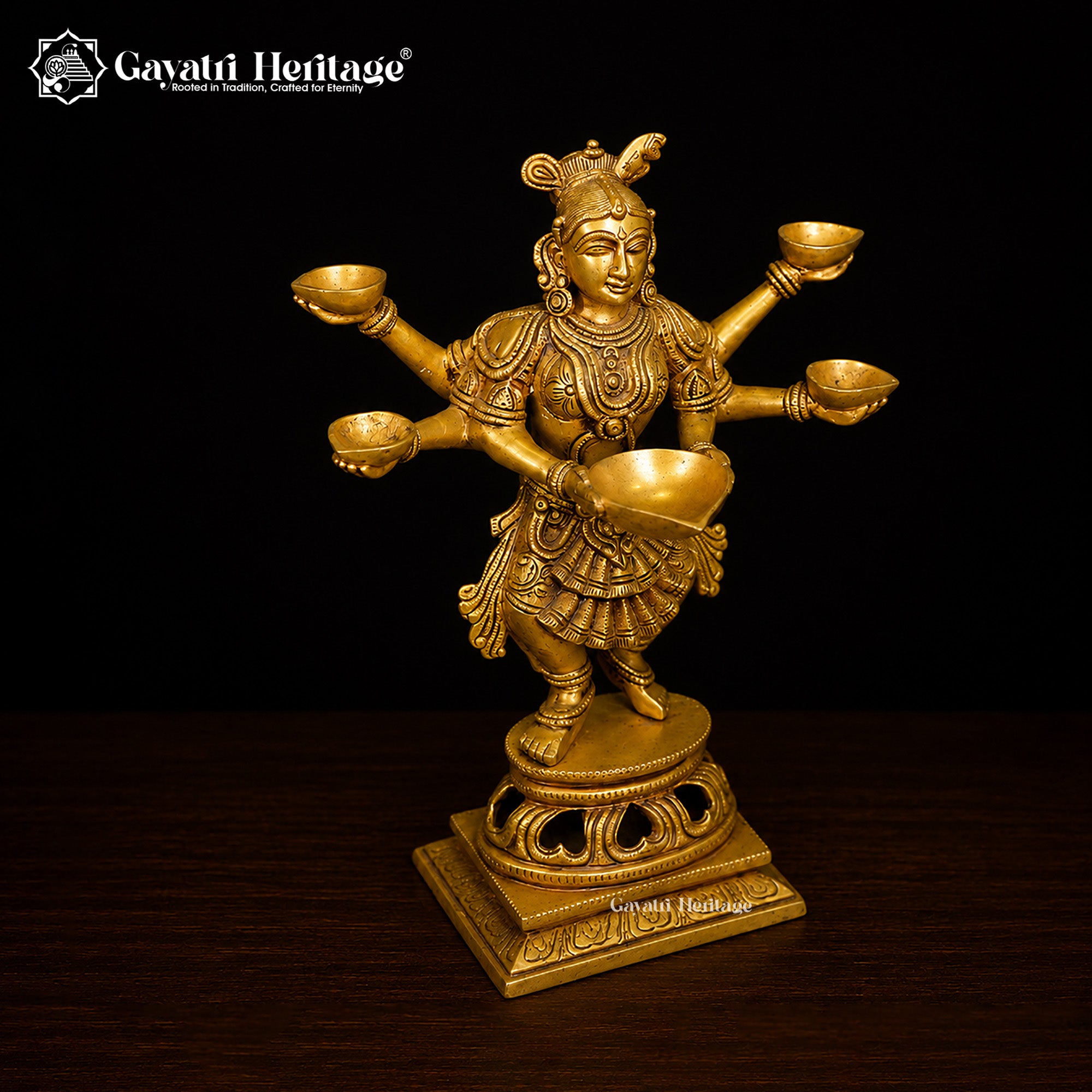 Brass Deep Lady Statue | Welcome Lady Oil Lamp with Hands | Traditional South Indian Deepam