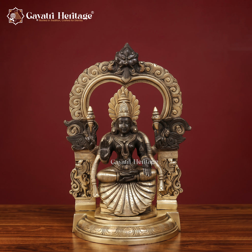 Brass Balaji Padmavathi With Frame | Black And Gold Finish | Venkateshwara & Lakshmi Idol South Indian Temple Decor