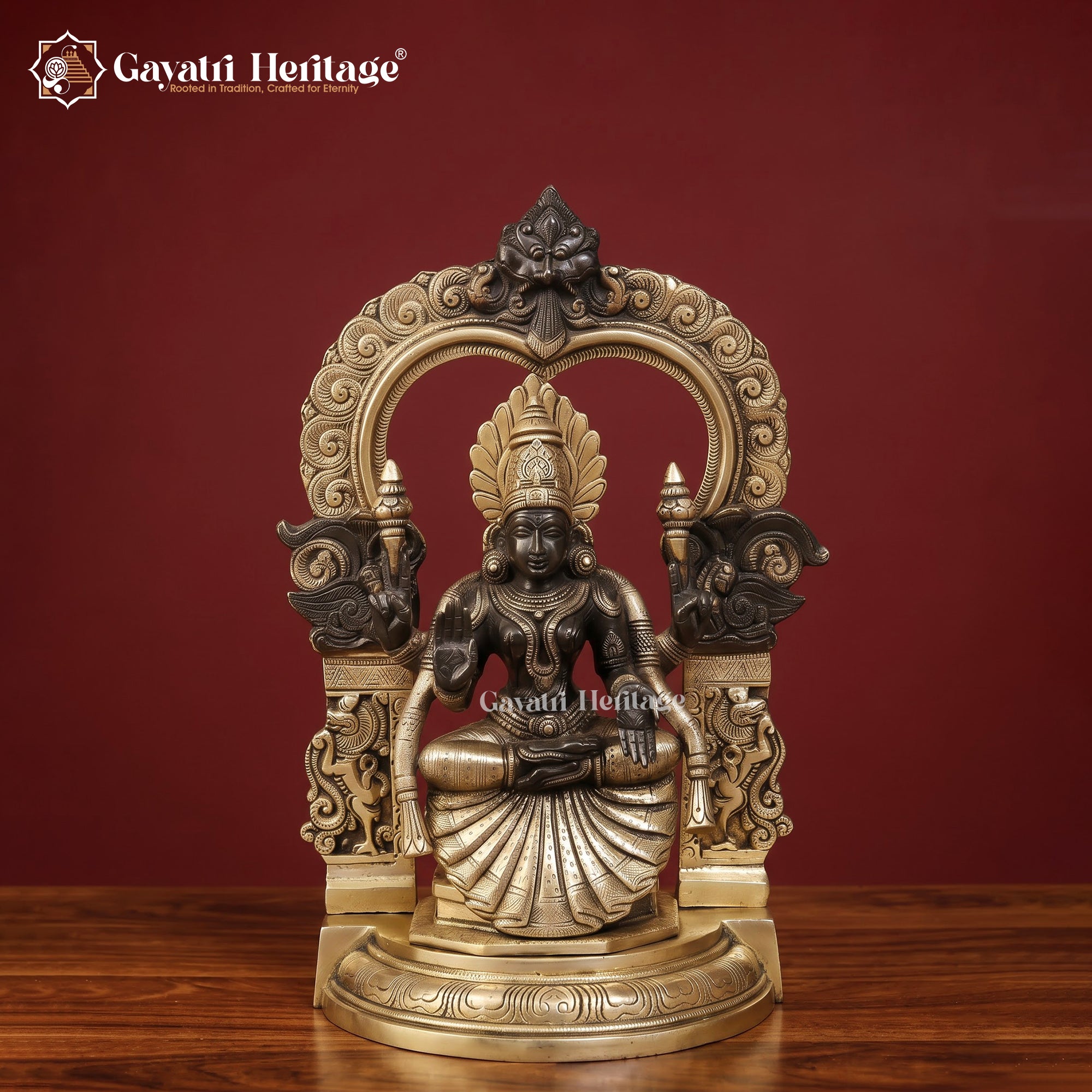 Brass Balaji Padmavathi With Frame | Black And Gold Finish | Venkateshwara & Lakshmi Idol South Indian Temple Decor