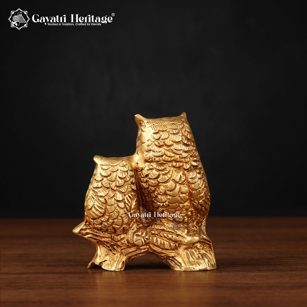 Pure Brass Vastu Owl Pair Showpiece | Wealth & Prosperity Decor