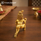 Brass Laddu Gopal Idol | Bal Krishna Murti | Handcrafted Brass Krishna Statue | Home Temple & Pooja Decor