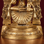 Brass Padmavathi Thayar Idol with Prabhavali Arch | Antique Gold Goddess Lakshmi Statue | South Indian Temple Decor