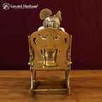 Brass Ganesha Reading Book Statue | Ganesh on Rocking Chair | Antique Sculpture | Unique Home Decor