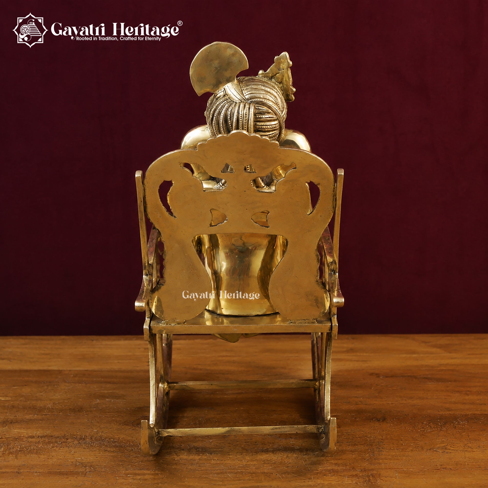 Brass Ganesha Reading Book Statue | Ganesh on Rocking Chair | Antique Sculpture | Unique Home Decor