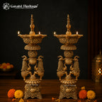 Brass Peacock Elephant Diya Lamp | Handcrafted Indian Pooja Oil Lamp for Home Temple & Diwali Decor