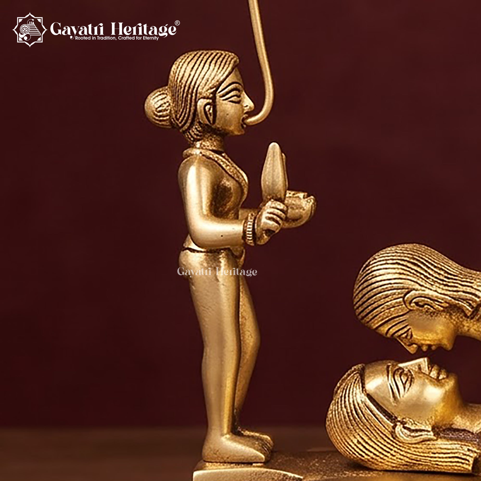 Brass Chinnamasta Idol | Hindu Mahavidya Goddess Statue | Handmade Tantric Deity Sculpture