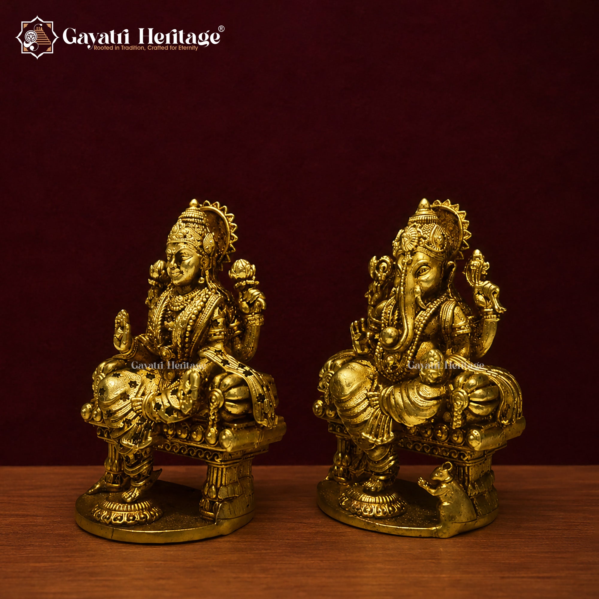 Brass Lakshmi Ganesha Statue | Antique Finish Hindu Murti | Handcrafted Lakshmi Ganesh Idol | Diwali Dhanteras Decor