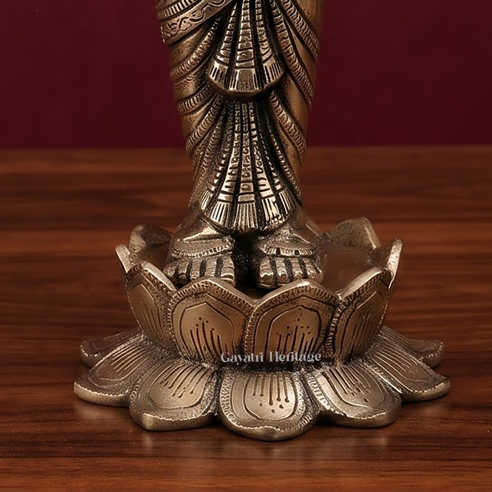Brass Vishnu Lakshmi Standing Statue | Antique Gold Lakshmi Narayan Idol | Divine Couple Sculpture | Hindu Pooja Room &amp; Wedding Decor&nbsp;