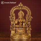 Brass Tirupati Balaji & Padmavathi Statue Pair | Venkateshwara & Goddess Lakshmi Idol | Antique Gold South Indian Temple Decor