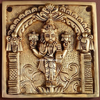 Brass Vishnu Dashavatar Wall Hanging Plate | Handcrafted Engraved Round Brass Wall Decor