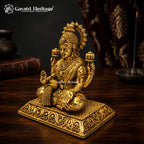 Brass Goddess Lakshmi Idol – Seated with Crown & Lotus