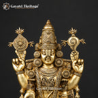 Brass Tirupati Balaji Venkateswara Swami with Lakshmi Idol | 34.5 Inch Handcrafted Brass Statue |