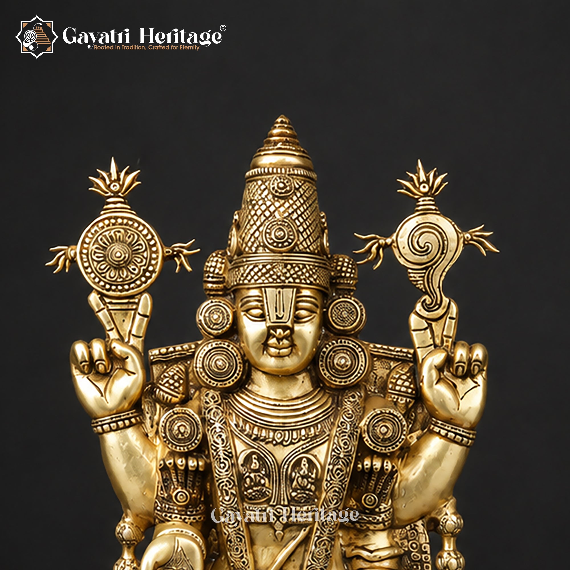 Brass Tirupati Balaji Venkateswara Swami with Lakshmi Idol | 34.5 Inch Handcrafted Brass Statue |