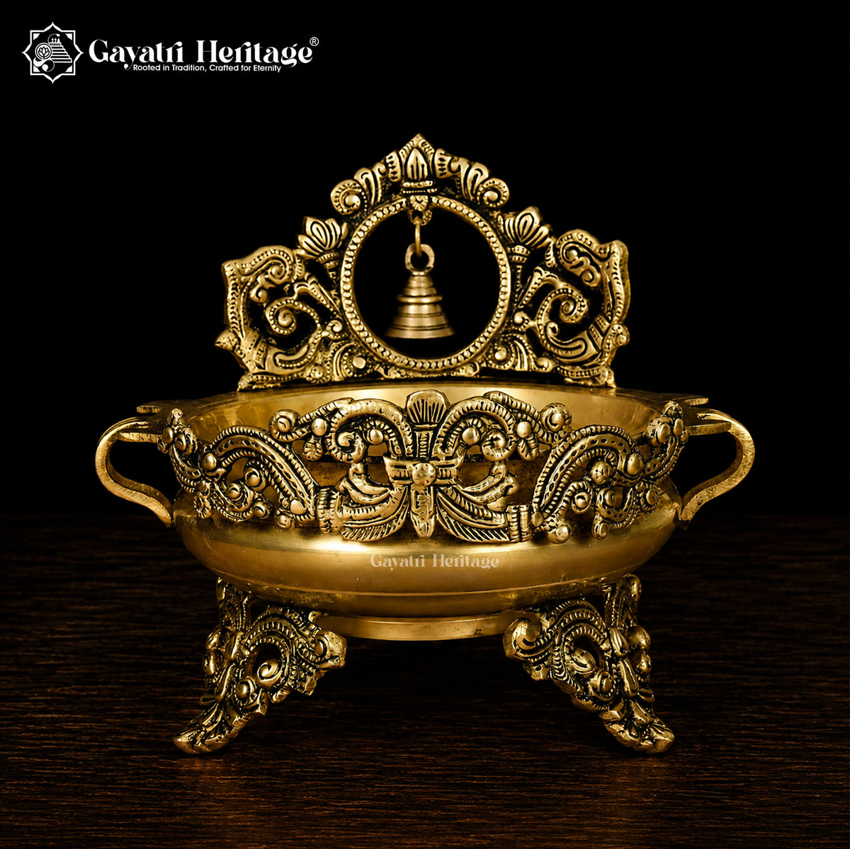 Brass Bell Design Urli – Elegant Décor for Spiritual Spaces | Gayatri Heritage