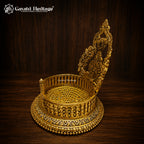 Brass Singhasan Deity Throne | Antique Gold Idol Seat for Hindu Temple Decor