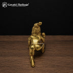 Small Brass Laddu Gopal Idol | Handcrafted Bal Krishna Murti | Krishna Ji Statue | Home Temple Pooja Decor