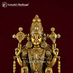 Superfine Brass Tirupati Balaji Idol with Lakshmi | 20 Inch Venkateswara Swami Statue | Handcrafted Brass Idol for Home Temple & Pooja Decor