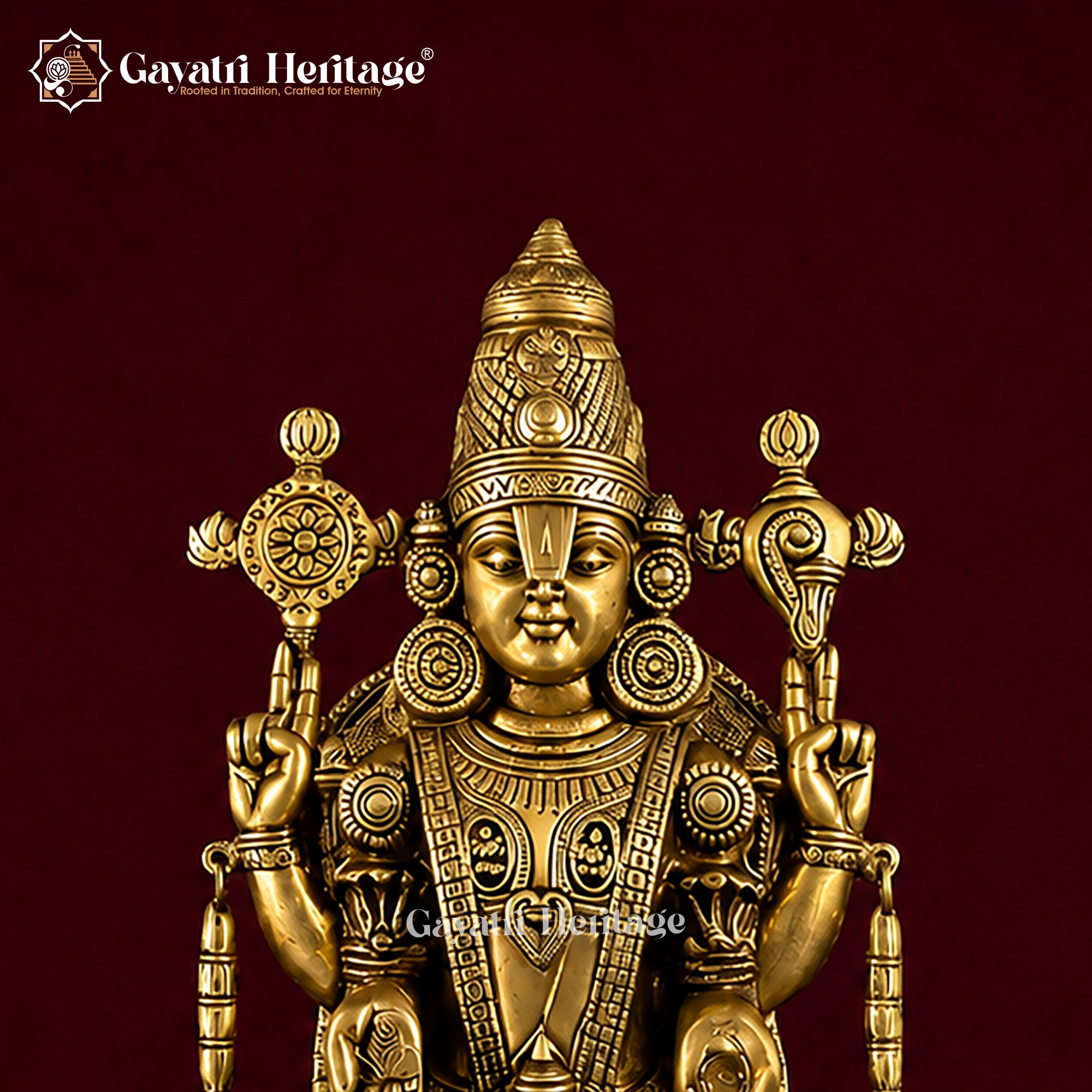 Superfine Brass Tirupati Balaji Idol with Lakshmi | 20 Inch Venkateswara Swami Statue | Handcrafted Brass Idol for Home Temple & Pooja Decor