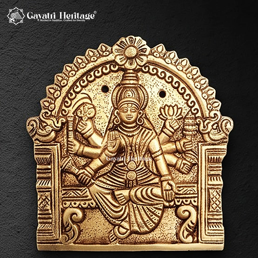 Brass Ashtalakshmi Wall Plaques Set of 8 | Goddess Lakshmi Wall Hanging | Antique Gold Pooja Room Temple Decor