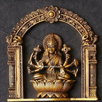 Ashtalakshmi Brass Wall Plaques Set of 8 | 3D Lotus Goddess Lakshmi Sculptures | South Indian Temple Art Decor