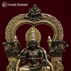Brass Padmavathi Lakshmi Seated Statue | Gold & Black Antique Finish | Detailed Goddess Idol | South Indian Temple Decor