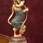 Brass Ganesh Urli with Swing | Stone Studded Golden Flower Floating Bowl | Lord Ganesha Jhula Decor