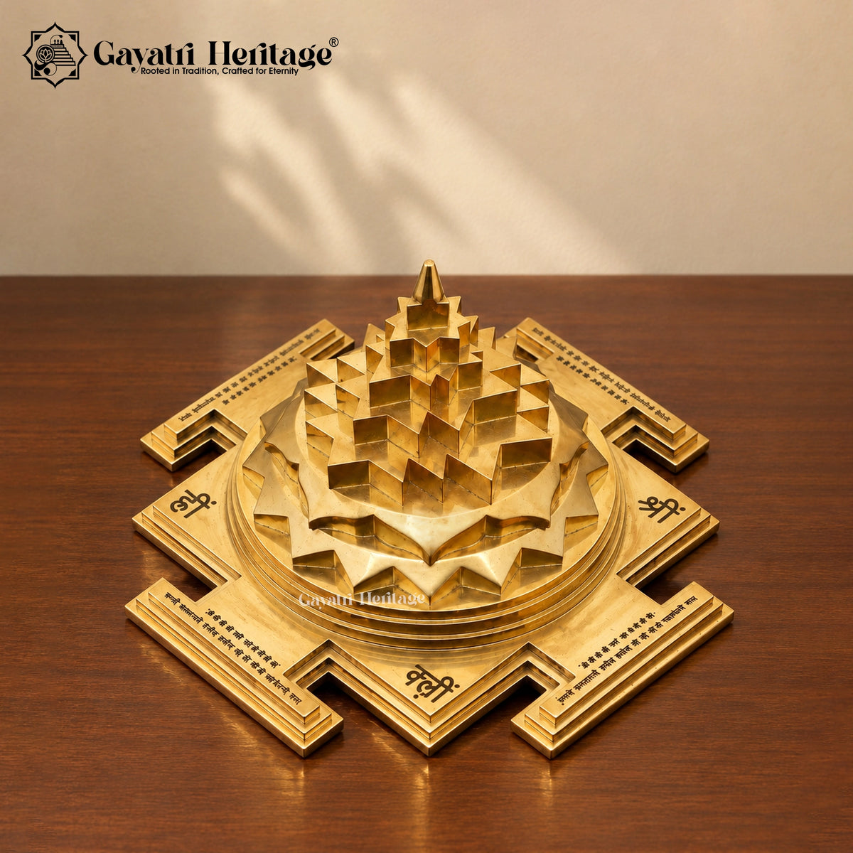 Brass Shree Yantra for Lakshmi Pooja, Sacred Sri Chakra for Home Temple Hindu Spiritual Decor