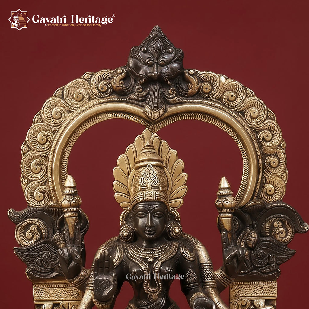 Brass Balaji Padmavathi With Frame | Black And Gold Finish | Venkateshwara & Lakshmi Idol South Indian Temple Decor