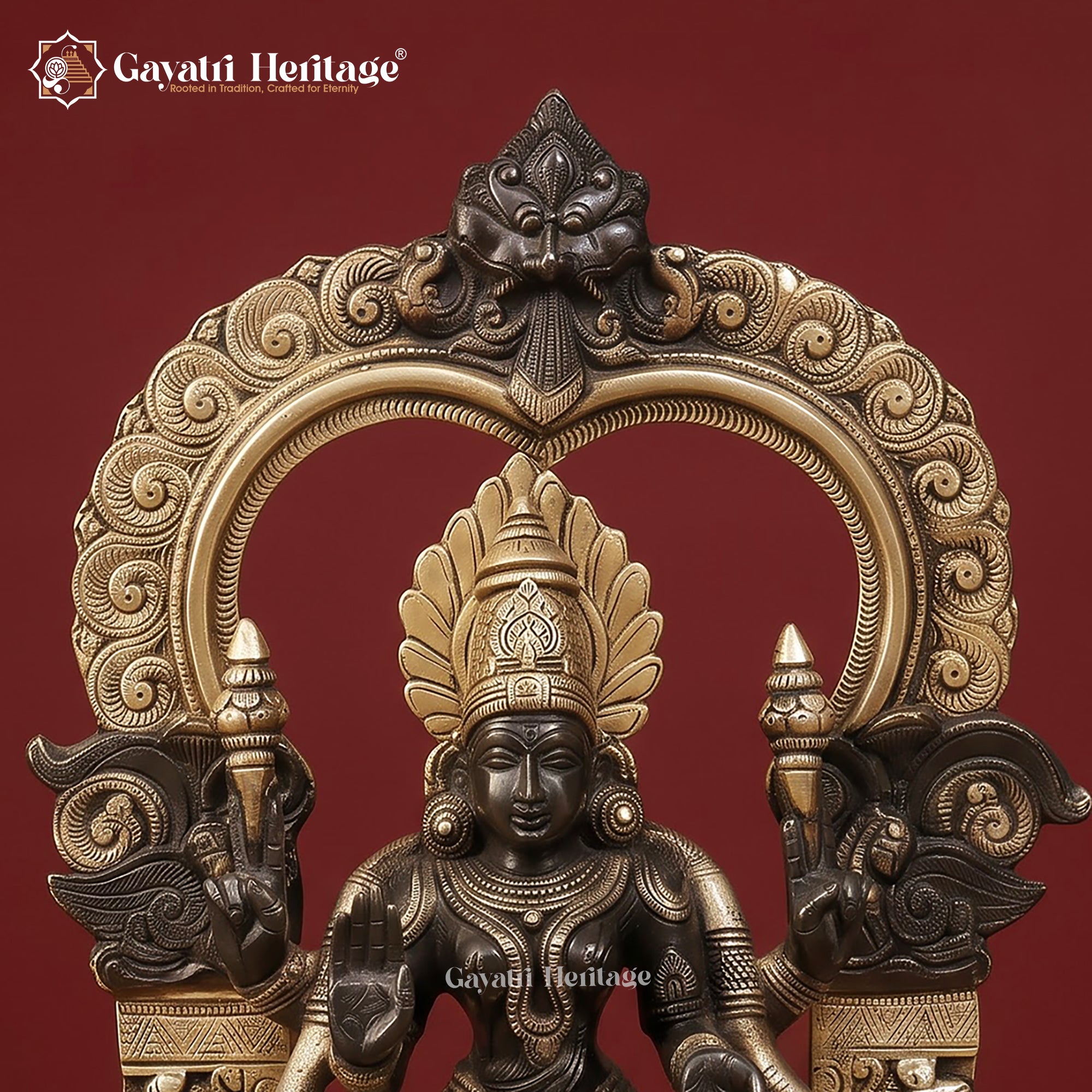 Brass Balaji Padmavathi With Frame | Black And Gold Finish | Venkateshwara & Lakshmi Idol South Indian Temple Decor