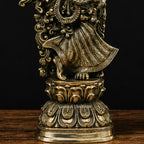 Brass Radha Krishna Statue Pair | Antique Gold Saundaryam Idol | Divine Couple Sculpture