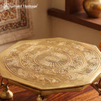 Brass Chowki with Peacock Pillars – Temple Idol Stand | Gayatri Heritage