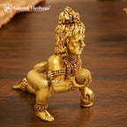 Brass Laddu Gopal Idol | Bal Krishna Murti | Handcrafted Brass Krishna Statue | Home Temple & Pooja Decor