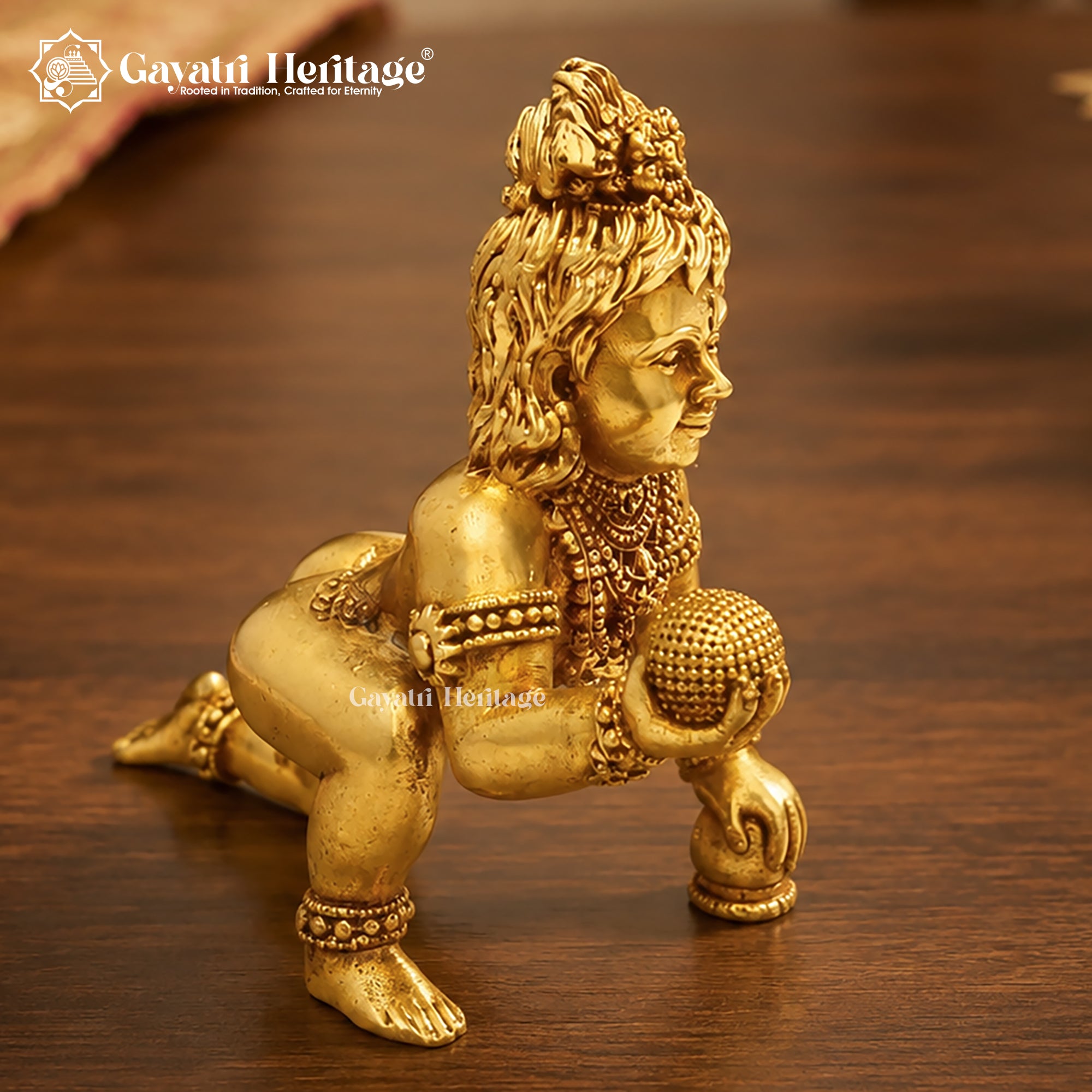 Brass Laddu Gopal Idol | Bal Krishna Murti | Handcrafted Brass Krishna Statue | Home Temple & Pooja Decor