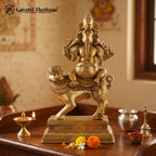 Brass Panchmukhi Ganesha Seated on Lion | Heramba Ganesh Idol  Gayatri Heritage