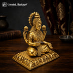 Brass Goddess Lakshmi Idol – Seated with Crown & Lotus