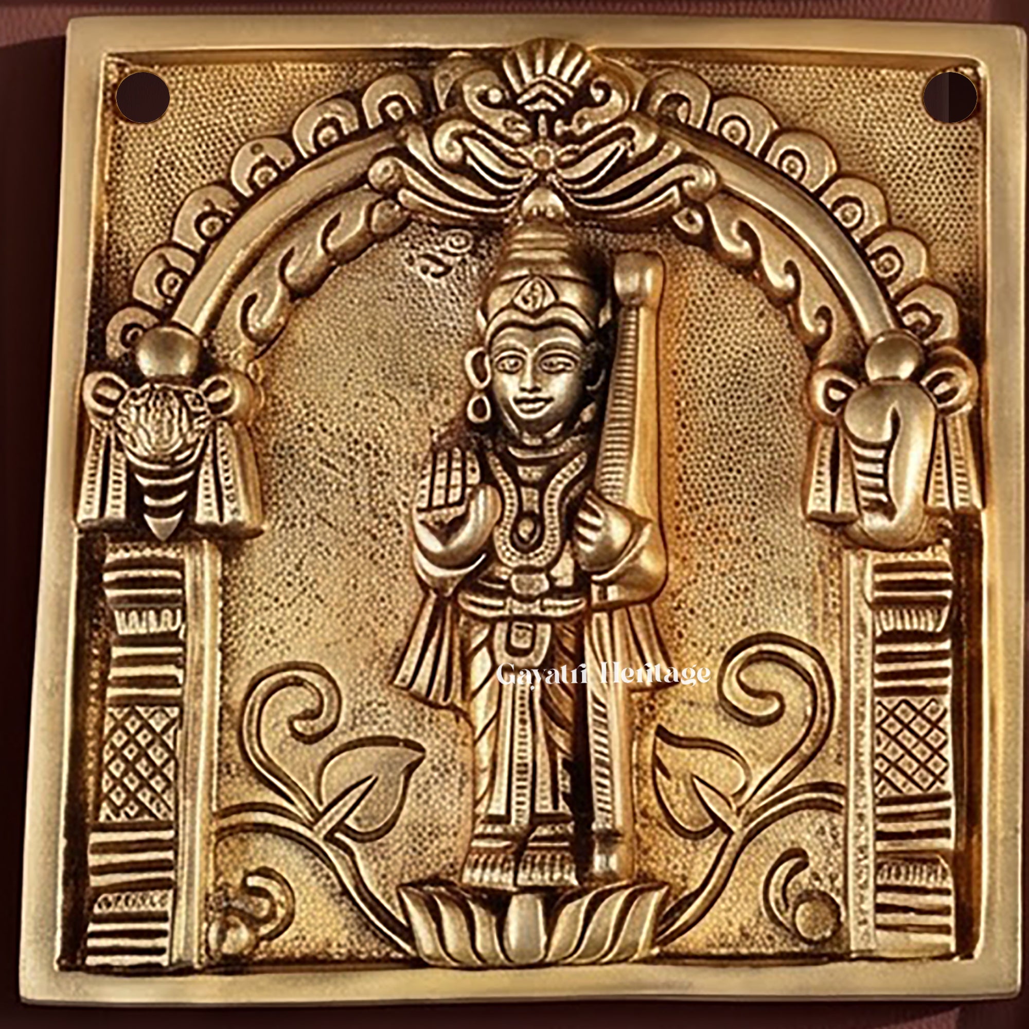 Brass Vishnu Dashavatar Wall Hanging Plate | Handcrafted Engraved Round Brass Wall Decor