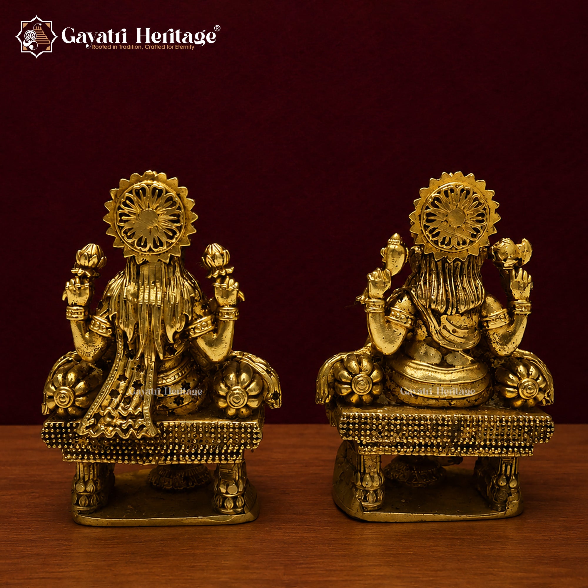 Brass Lakshmi Ganesha Statue | Antique Finish Hindu Murti | Handcrafted Lakshmi Ganesh Idol | Diwali Dhanteras Decor